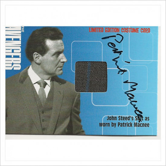 Patrick Macnee signed genuine signature autograph costume card AFTAL (PM-1)