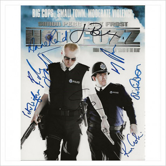 Hot Fuzz x 8 Cast signed genuine signature autograph photo AFTAL