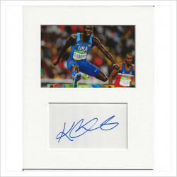 Kerron Clement signed genuine signature autograph display AFTAL