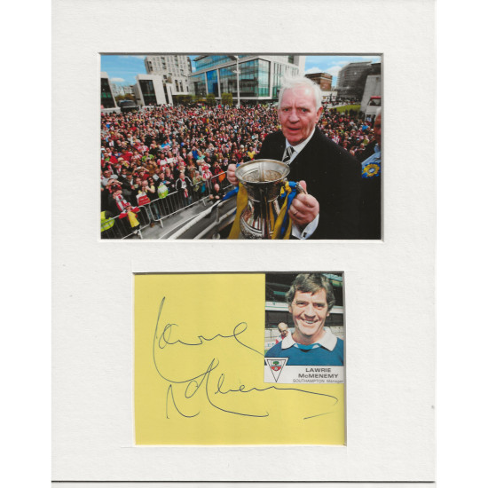 Lawrie McMenemy signed genuine signature autograph display UACC RD AFTAL