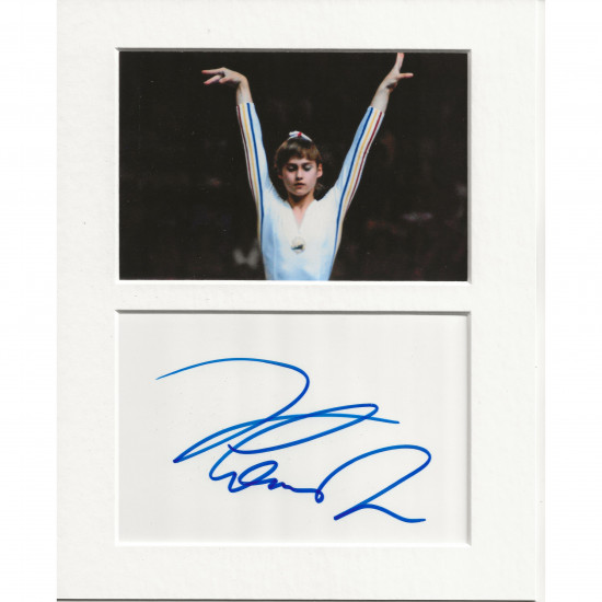 Nadia Comnaeci signed genuine signature autograph display AFTAL