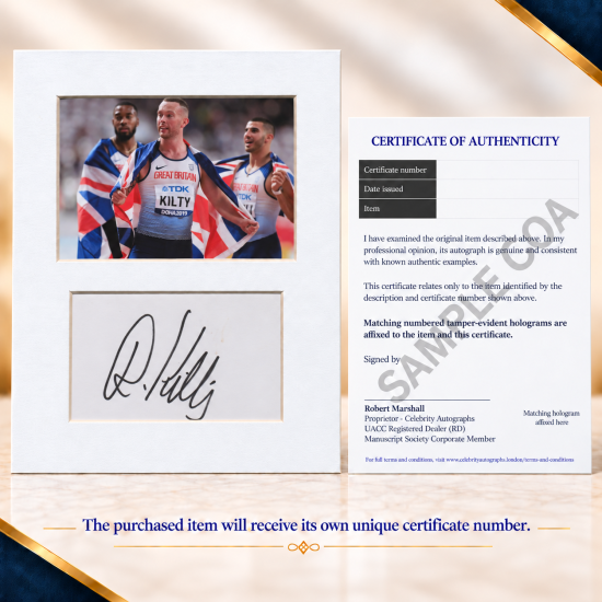 Richard Kilty signed genuine signature autograph display UACC RD MANUSCRIPT SOCIETY