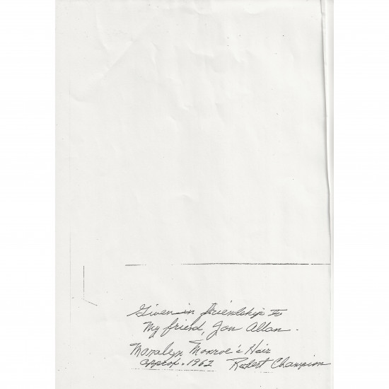 Marilyn Monroe genuine hair relic AFTAL